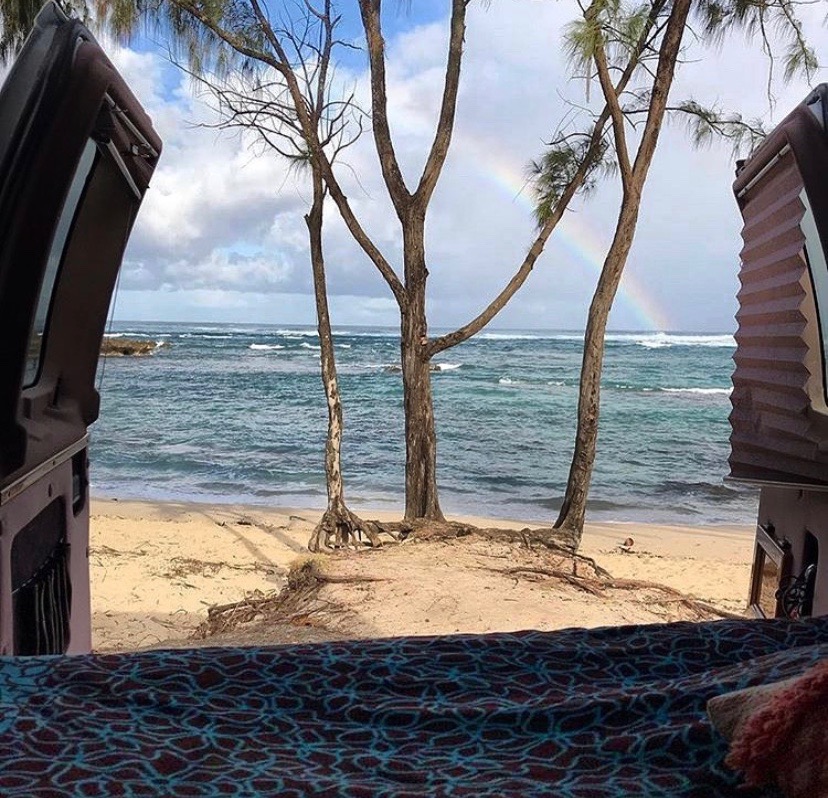 Camping Oahu's north shore by beach campervan this winter season